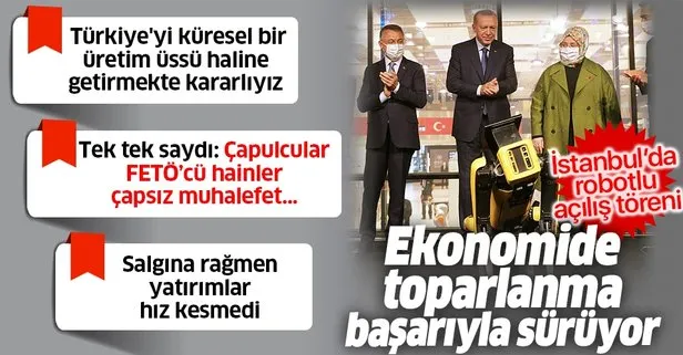 Başkan Erdoğan, Teknoloji merkezinin açılışını robotla yaptı! Türk ekonomisi toparlanma sürecini başarıyla yürütüyor!