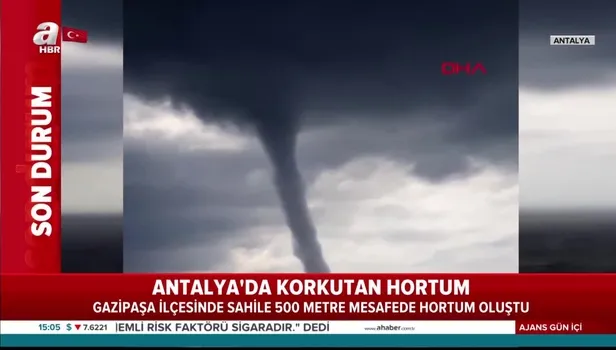 Antalya'da sahile 200 metre mesafede dev hortum
