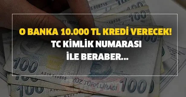 O banka 10.000 TL kredi verecek! TC kimlik numarası ile beraber...