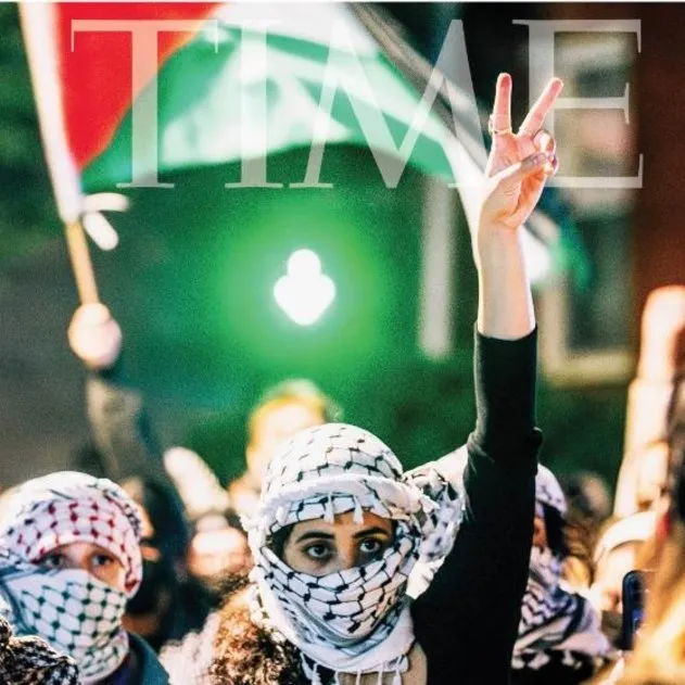 Time dergisinde Gazze zaferi! Filistin eylemlerine katılan kefiyeli genci kapağa taşıdılar