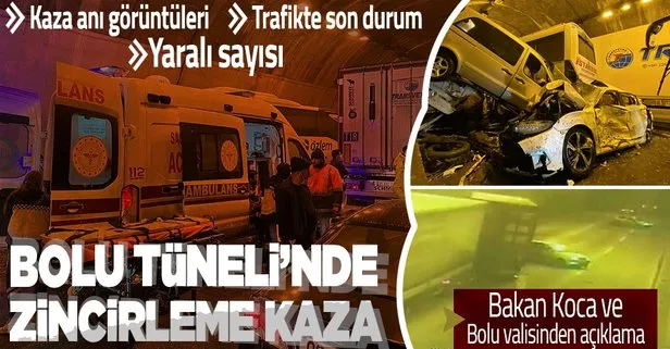 Bolu Dağı Tüneli’nde zincirleme kaza anı görüntüleri! İstanbul istikameti... Bakan Koca ve Bolu Valisi Ahmet Ümit’ten açıklamalar