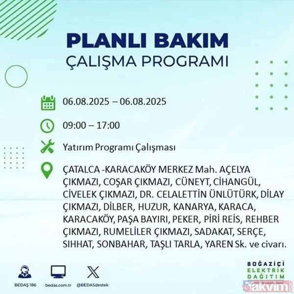 6 Ağustos İstanbul'da Elektrik Kesintisi Yaşanacak İlçeler