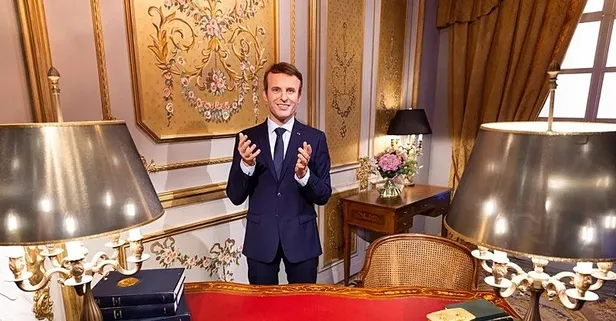 Değeri 40 bin avro! Macron'un bal mumu heykeli çalındı: Müze çalışanı gibi davranıp örtüye sarmışlar