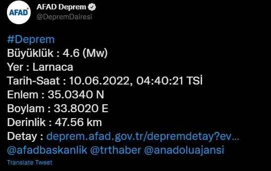 Akdeniz'de korkutan deprem: Kıbrıs Adası açıkları 4.6 ile sallandı | SON DEPREMLER LİSTESİ-2