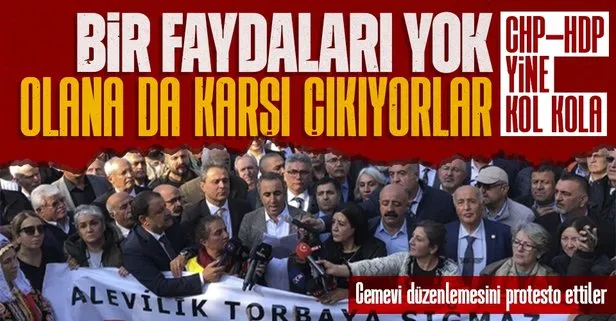 Alevi STK temsilcileri ile CHP ve HDP’li vekiller, cemevlerine elektrik ve suyu ücretsiz yapmaya yönelik düzenlemeleri içeren kanun teklifini protesto etti