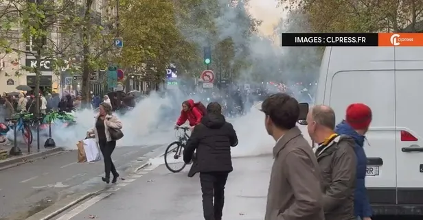 Fransa'nın başkenti Paris'te Filistin'i destekleyenlere sert müdahale!