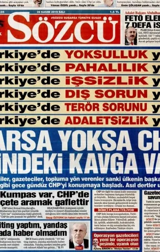 "Külliye'deki CHP'li" yalanının mimarı Sözcü Gazetesi'nden pişkin manşet!