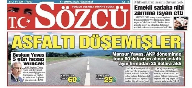 Mansur Yavaş yazdı, Sözcü ve Cumhuriyet oynadı! Asfalt fiyatları üzerinden yapılan algı operasyonunu Melih Gökçek bozdu!-2