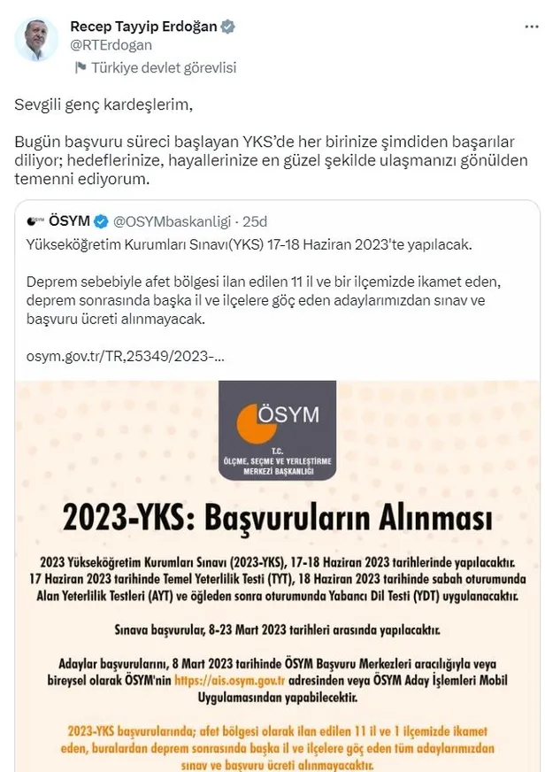 osym-sinav-takvimini-duyurdu-iste-yks-ne-zaman-yapilacak-iste-basvuru-tarihleribaskan-erdogandan-aciklama-1678264945730.jpg ÖSYM sınav takvimini duyurdu! İşte YKS ne zaman yapılacak? İşte başvuru tarihleri...Depremzede öğrenciler için flaş karar-5