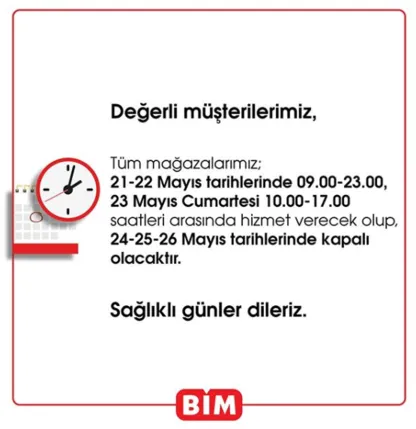 Bim-Şok-A101 saat kaçta açılıp kaçta kapanacak? 22-23-24-25-26 Mayıs Bim-Şok-A101 ve Migros açık mı?-2