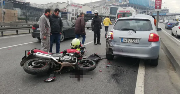 E-5'te kaza: Trafik durma noktasında