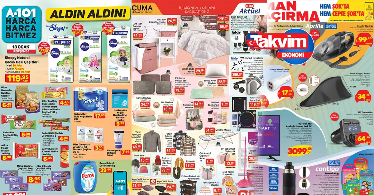 Kahvaltılık ve elektronik ürünlerde fiyatlar düştü! 6,95 TL’den... Hafta sonu indirimleri belli oldu A101, BİM, ŞOK aktüel kataloğunu yayımladı!
