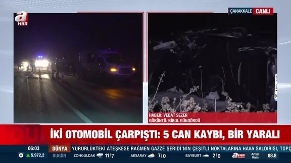 Çanakkale'de 2 otomobil çarpıştı: 5 ölü 1 yaralı