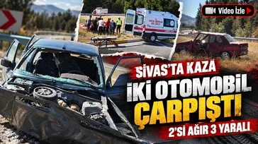 Sivas Hafik'te iki otomobilin çarpıştığı kazada 2'si ağır 3 kişi yaralandı