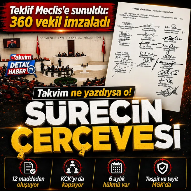 Çerçeve Yasa Kanun Teklifi Meclise sunuldu: 360 vekil imzaladı! 12 maddede tüm detaylar Takvimde: Silah bırakmada tespit ve teyit MGKda