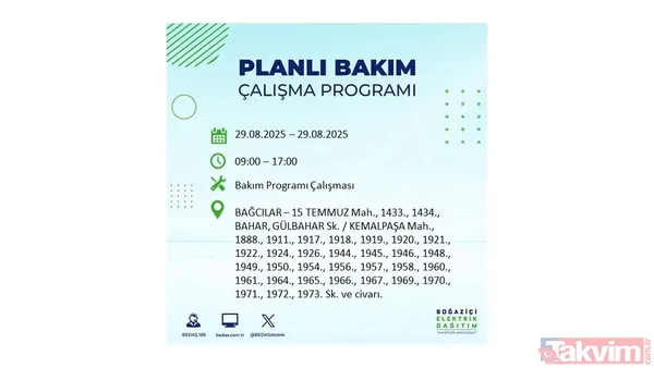🔵29 Ağustos'ta İstanbul'da Elektrik Kesintisi Yaşanacak İlçeler