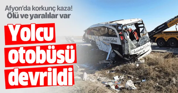 Son dakika: Afyon’da yolcu otobüsü devrildi! Ölü ve yaralılar var