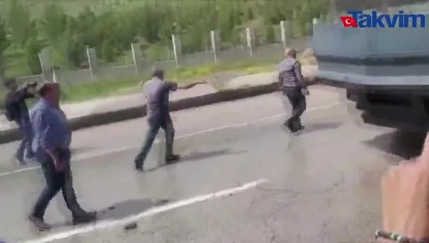 HDPKK milletvekili Alican Önlü, PKK üyesi Aysel Doğan’ın cenazesinde polise taş attı