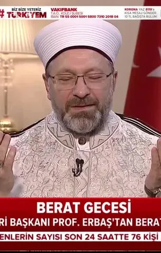 Diyanet İşleri Başkanı Ali Erbaş'tan Berat Gecesi özel duası