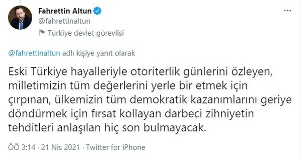Menderes'in üzerinden Başkan Erdoğan'a hadsizce tehditte bulunan CHP'li Altay'a İletişim Başkanı Fahrettin Altun'dan tepki-3