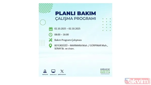 🔵2 Ekim 2025 Perşembe Günü İstanbul'da Elektrik Kesintisi Yaşanacak İlçeler