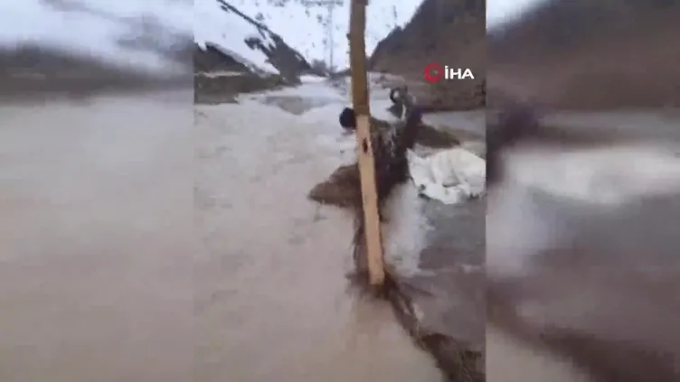Yüksekova'da dere taştı: Ahırları su bastı