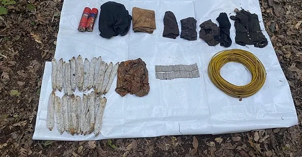 PKK'lı teröristler tarafından kullanılan mağarada patlayıcı maddeler ele geçirildi