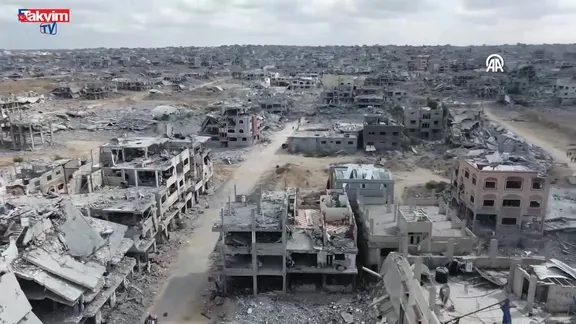 Han Yunus'taki yıkım havadan görüntülendi