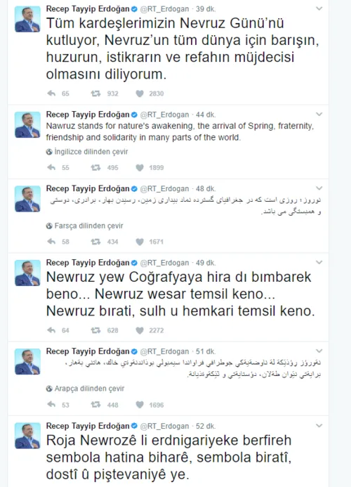 Cumhurbaşkanı Erdoğan'dan 7 dilde Nevruz mesajı-2