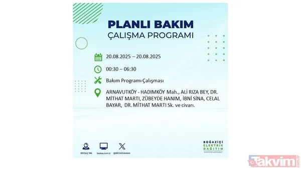 ⚫20 Ağustos 2025 İstanbul'da Elektrik Kesintisi Yaşanacak İlçe Ve Mahalleler