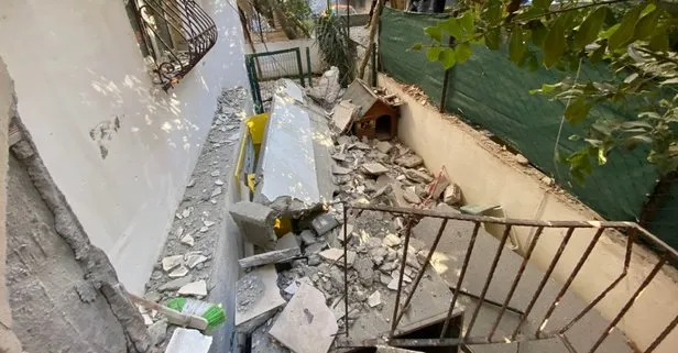 İstanbul’da korku dolu anlar! Kadıköy’de 5 katlı binada iki dairenin balkonu gürültüyle çöktü
