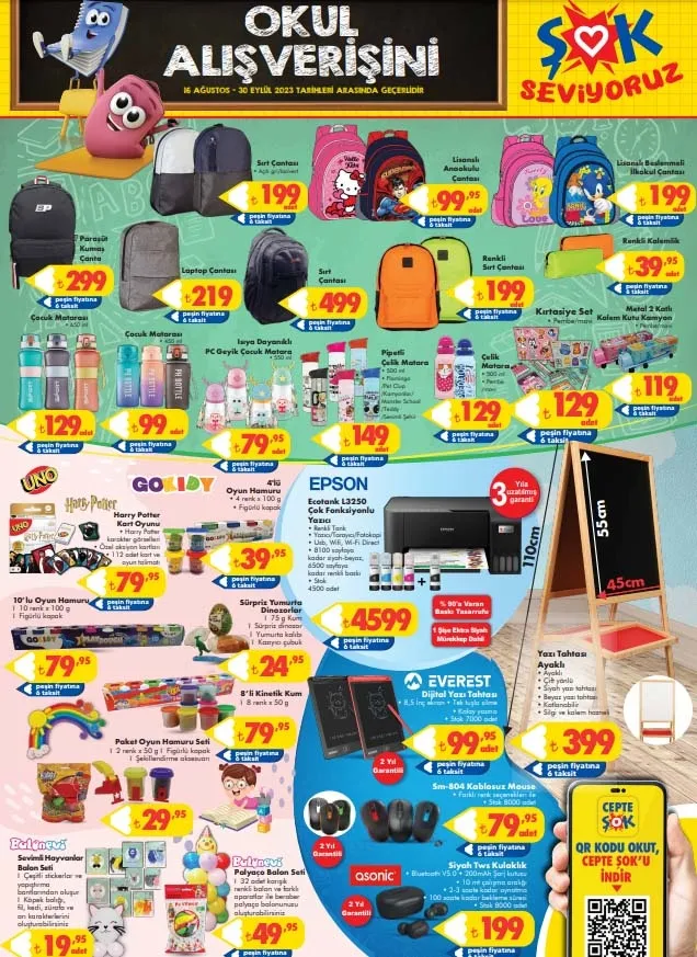 Tüm okul ihtiyaç ürünlerinde fiyatlar düştü! Okul çantası, kalem, defter, boya ŞOK'ta indirime girdi! 16-30 Ağustos 2023 ŞOK aktüel ürünler kataloğu! - 9