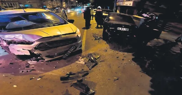 İzmir’de alkollü genç kaçırdığı araçla ortalığı birbirine kattı! 5 lüks araba birbirine girdi!