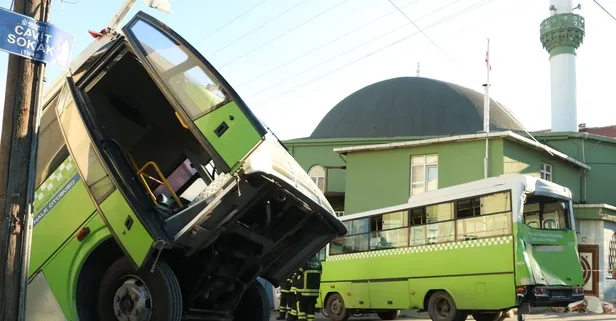 Yolcu dolu otobüs bahçe duvarından uçtu
