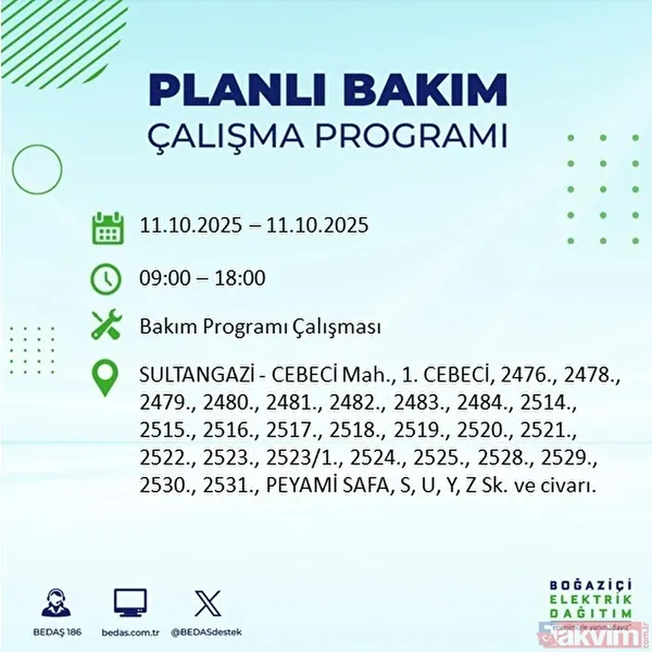 Evde elektrik ne zaman gelir? 11-12 EKİM İLÇE İLÇE LİSTE: İstanbul'da 9 saat yok - 19