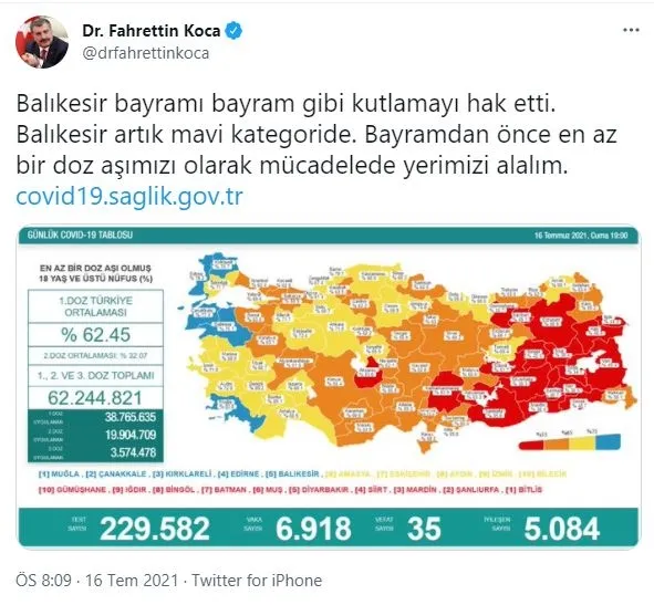 Son dakika: Sağlık Bakanlığı 16 Temmuz 2021 koronavirüs vaka, vefat ve aşı sayısını paylaştı! İşte son durum-2