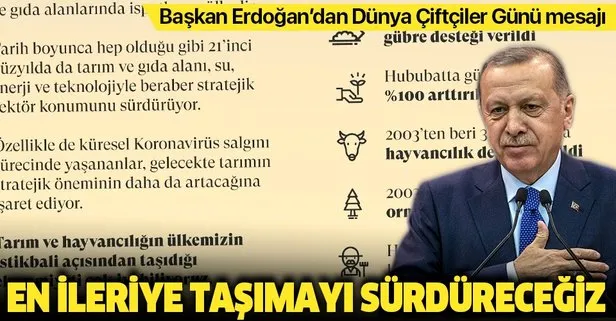 Son dakika: Başkan Erdoğan’dan Dünya Çiftçiler Günü mesajı