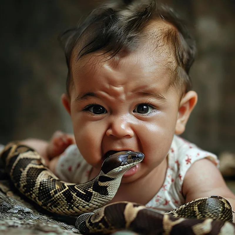 Doktorları şaşkına çeviren olay! Bir yaşındaki bebek yılanı ısırdı sürüngen saniyeler içinde öldü-2