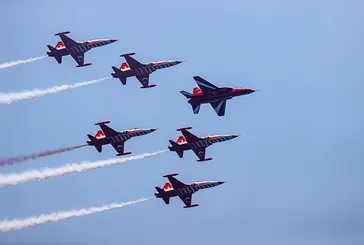 Türk Yıldızları'nın HÜRJET ile kol uçuşunun kokpit görüntüleri nefes kesti