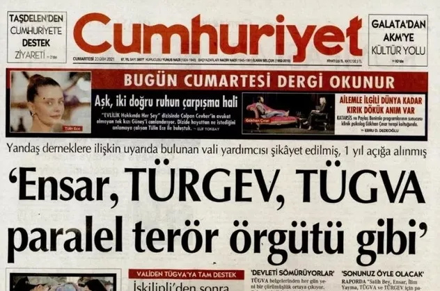 PKK'ya methiyeler düzen Cumhuriyet Gazetesi; Ensar, TÜRGEV ve TÜGVA gibi vakıfları terör örgütü gibi göstermeye çalıştı