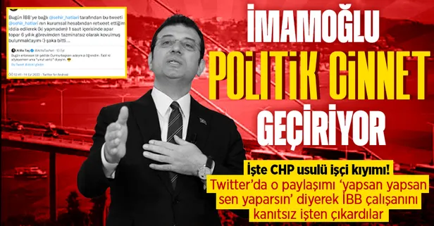 CHP’li İBB’den skandal hareket! Şehir Hatları çalışanı, Twitter’da Atilla Taş’ın paylaşımını retweet yaptığı iddia edilerek işten çıkarıldı