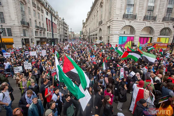Katil İsrail'in katliamına dünyanın dört bir yanından tepki! Londra, ABD, Tunus, Yemen, İspanya... - 2