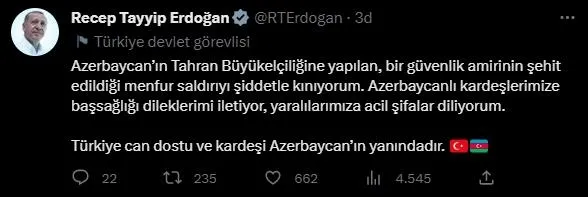 Azerbaycan'ın Tahran Büyükelçiliğine silahlı saldırı: Koruma müdürü şehit oldu! Görüntüler ortaya çıktı | Başkan Erdoğan'dan taziye-8
