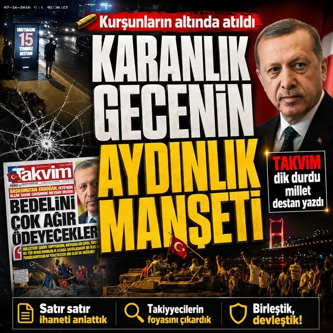 15 Temmuzda Turkuvaz irade! TAKVİM kurşunların altında manşeti attı: FETÖcü alçaklar bedelini çok ağır ödeyecek
