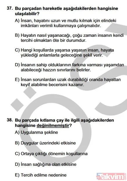 2019 YKS TYT soruları ve cevapları burada! Türkçe, Sosyal Bilimler, Matematik, Fen Bilimleri cevap anahtarı - 40