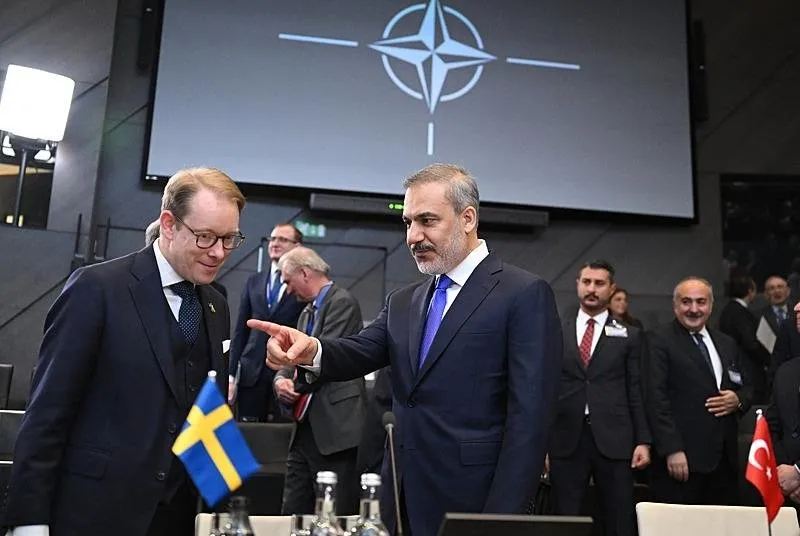 Brüksel'de NATO Karargahında düzenlenen toplantıya Dışişleri Bakanı Hakan Fidan, İsveç Dışişleri Bakanı Tobias Billström 
