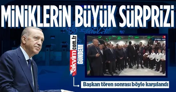 Kağıthane-İstanbul Havalimanı Metrosu açılışında Başkan Erdoğan’a sürpriz! Çocuk korosu ve portresi beğeni topladı