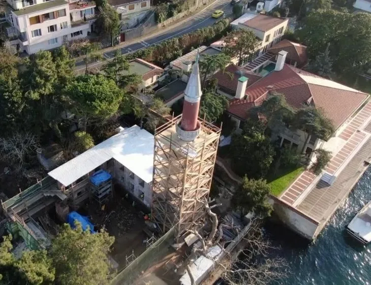 Vaniköy Camii’deki çalışmalar havada görüntülendi