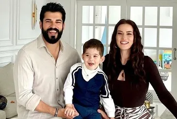 Burak Özçivit ile Fahriye Evcen'in mavi tur mutluluğu! Oğulları Kerem ilk kez görüntülendi