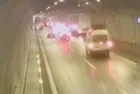 Tünelde zincirleme kaza: O anlar kamerada